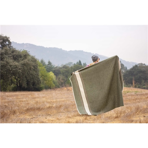 aerial view a green/brown origaudio wool / acrylic elliston blanket(tm), image 6 of 12