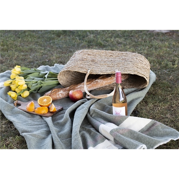 aerial view a green/brown origaudio wool / acrylic elliston blanket(tm), image 9 of 12