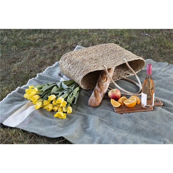 aerial view a green/brown origaudio wool / acrylic elliston blanket(tm), image 10 of 12