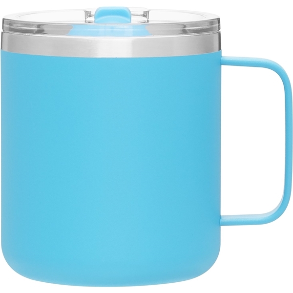 aerial view a matte aqua camper 16.9 oz copper vacuum insulated stainless steel travel mug, image 2 of 8