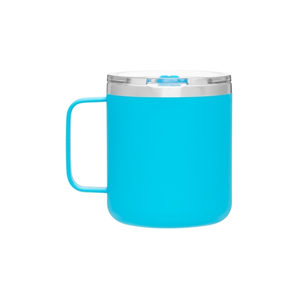 aerial view a matte aqua camper 16.9 oz copper vacuum insulated stainless steel travel mug, image 4 of 8