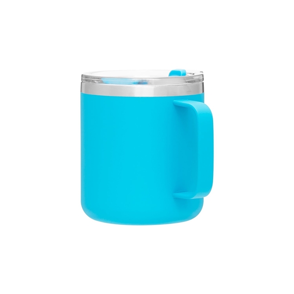 aerial view a matte aqua camper 16.9 oz copper vacuum insulated stainless steel travel mug, image 6 of 8