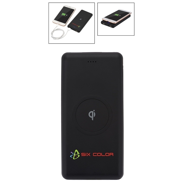 aerial view a black ul certified qi ring wireless charger power bank, image 11 of 12