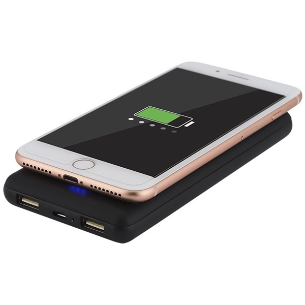 aerial view a black ul certified qi ring wireless charger power bank, image 12 of 12