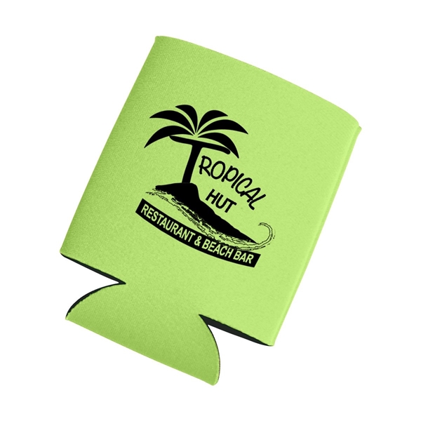 aerial view a neon green kan tastic foam pocket can holder, image 4 of 4