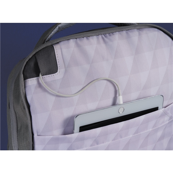 aerial view a gray zoom grid 15 tsa computer backpack, image 11 of 12