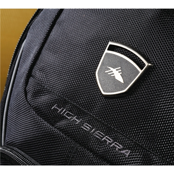 aerial view a black polycanvas high sierra elite fly - by compu - backpack 17 laptop, image 10 of 10