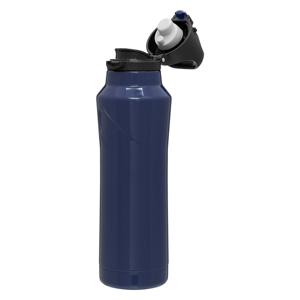aerial view a blue h2go houston 20.9 oz vacuum insulated stainless steel bottle with push - button lid - blue, image 6 of 9