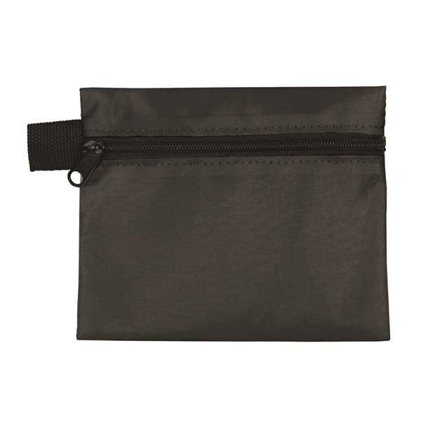 aerial view a black 5 w x 4-1/4 h - maui small zipper storage pouch, image 2 of 2