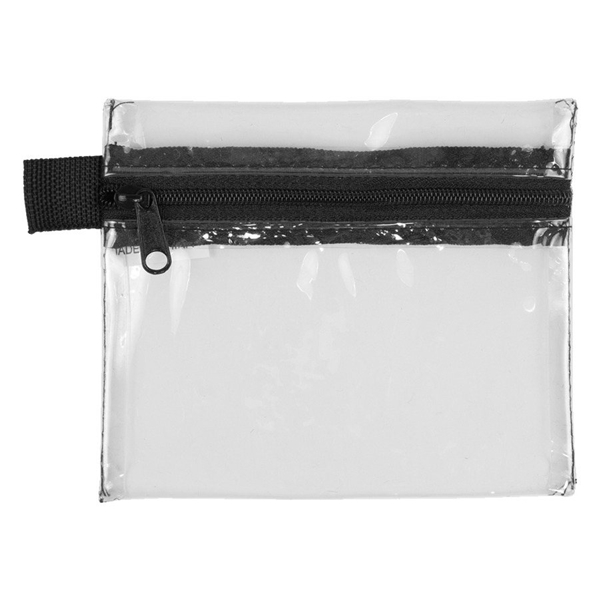aerial view a clear vinyl 5 w x 4-1/4 h - small zipper storage pouch, image 2 of 3