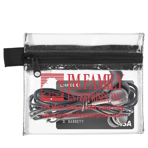 aerial view a clear vinyl 5 w x 4-1/4 h - small zipper storage pouch, image 3 of 3