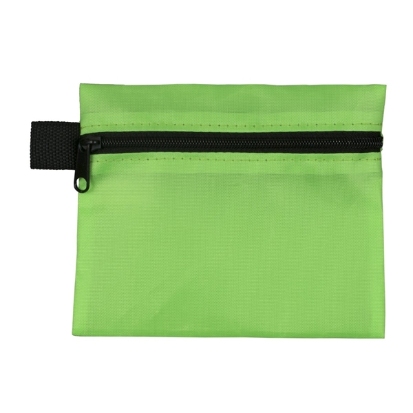 aerial view a lime green 5 w x 4-1/4 h - small zipper storage pouch, image 2 of 2