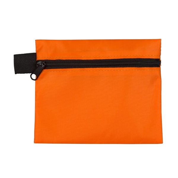 aerial view a orange 5 w x 4-1/4 h - small zipper storage pouch, image 2 of 2