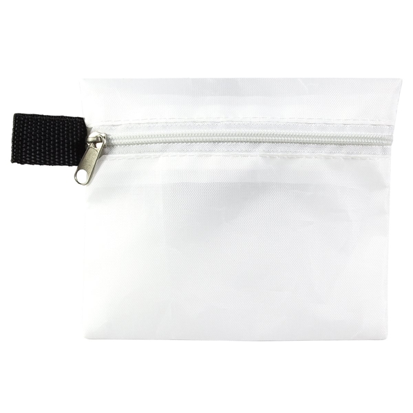 aerial view a white 5 w x 4-1/4 h - maui small zipper storage pouch, image 2 of 3