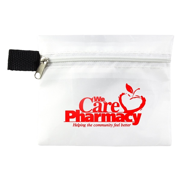 aerial view a white 5 w x 4-1/4 h - maui small zipper storage pouch, image 3 of 3