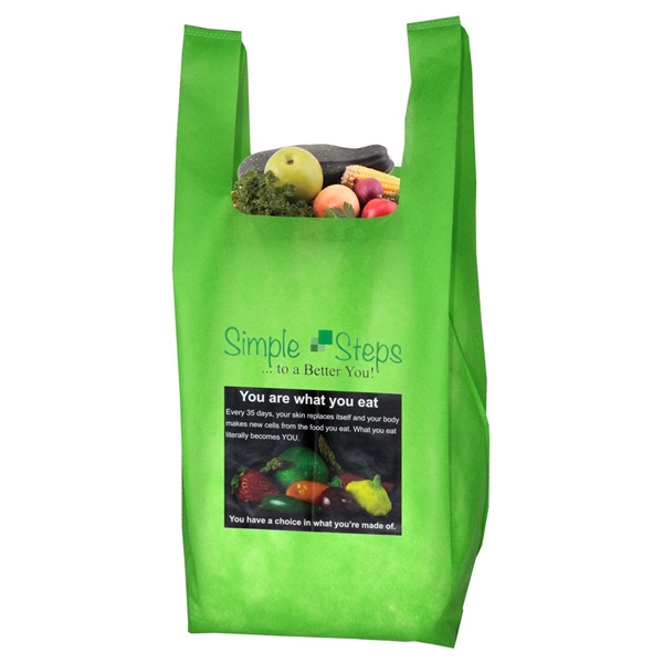 aerial view a lime green everyday grocery bag, image 3 of 4