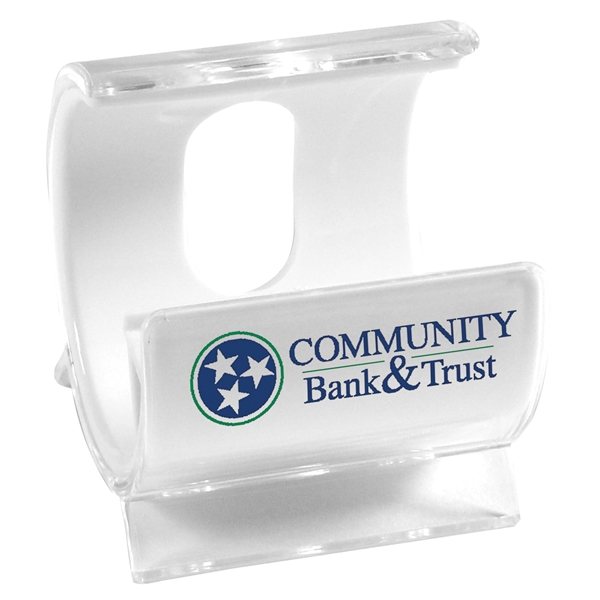 aerial view a white phone throne cell phone and tablet stand, image 2 of 2