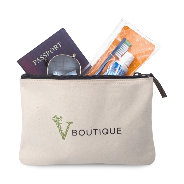 aerial view a natural avery cotton zippered pouch natural, image 3 of 9