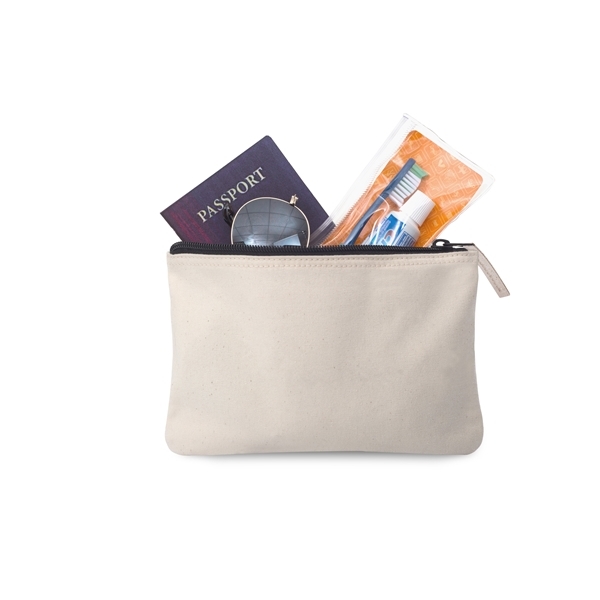 aerial view a natural avery cotton zippered pouch natural, image 4 of 9