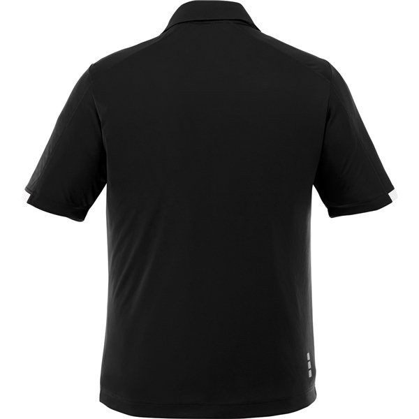 aerial view a black/white (995) mens kiso short sleeve performance polo, image 3 of 5