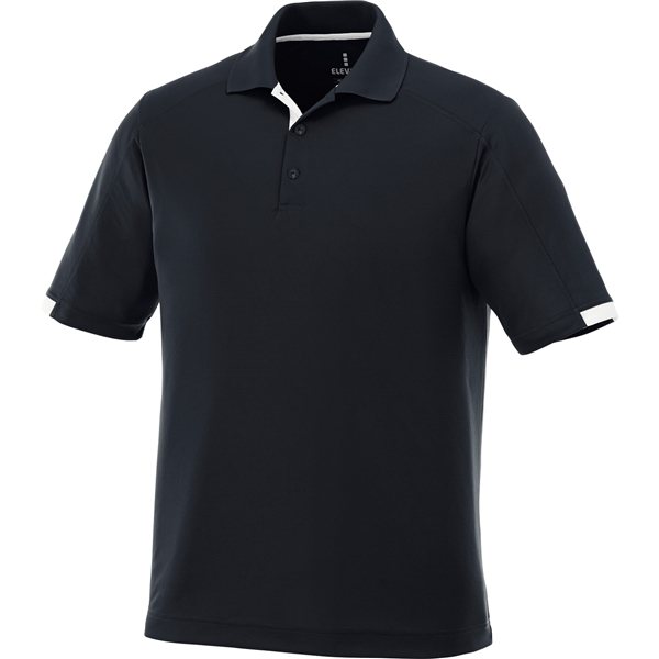 aerial view a navy/white (575) mens kiso short sleeve performance polo, image 2 of 5