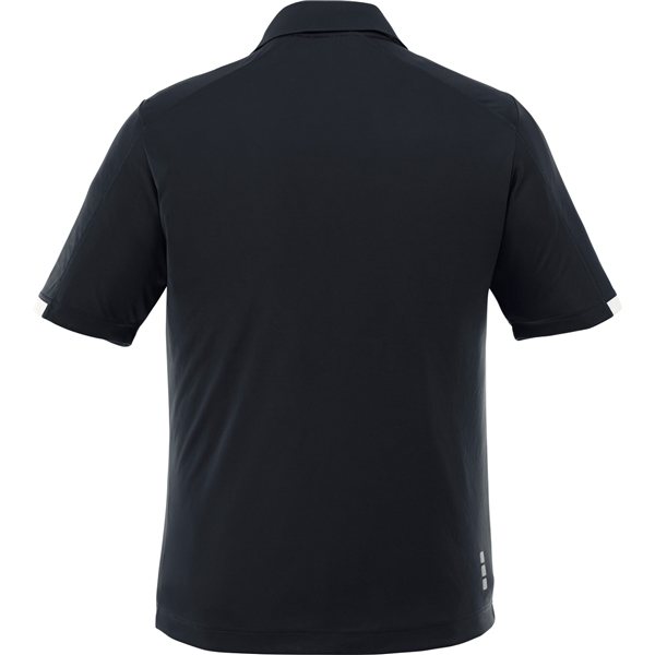 aerial view a navy/white (575) mens kiso short sleeve performance polo, image 3 of 5