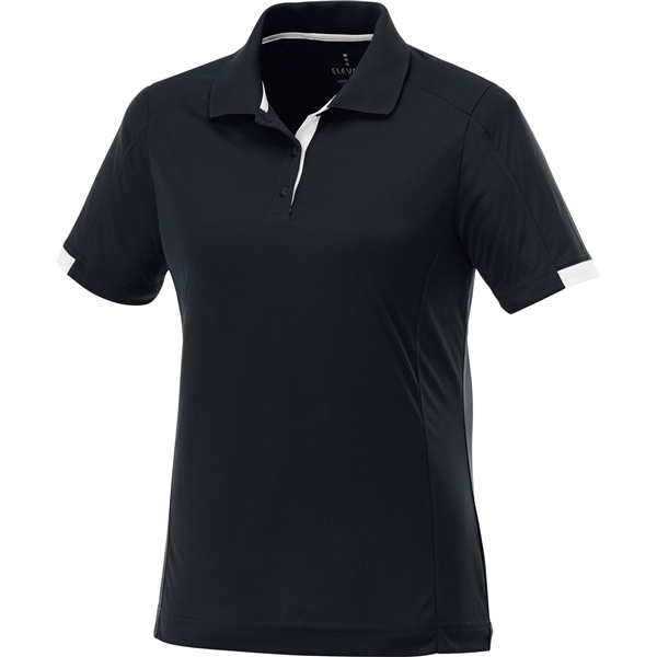 aerial view a navy/white (575) womens kiso short sleeve performance polo, image 2 of 5