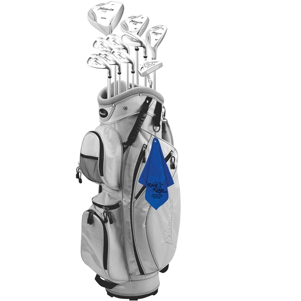 aerial view a royal blue microfiber golf towel 12 x 12, image 8 of 8