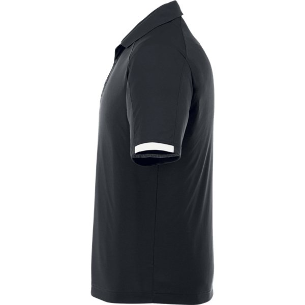 aerial view a navy/white (575) mens kiso short sleeve performance polo, image 4 of 5