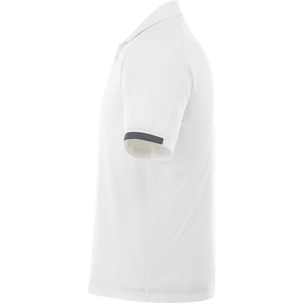 aerial view a white/steel grey (125) mens kiso short sleeve performance polo, image 4 of 8