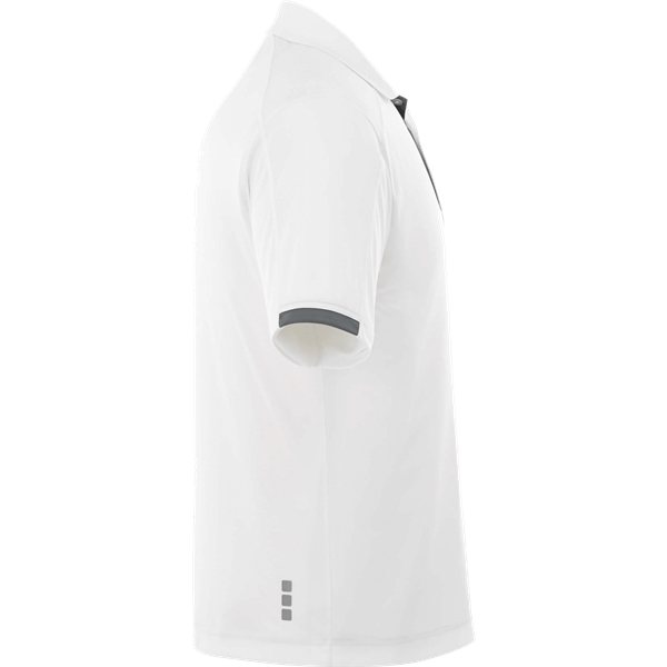 aerial view a white/steel grey (125) mens kiso short sleeve performance polo, image 5 of 8