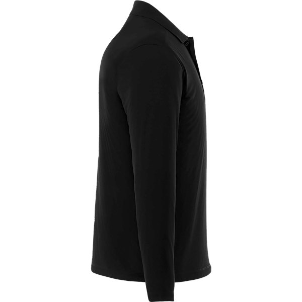 aerial view a black mens mori long sleeve performance polo, image 4 of 4