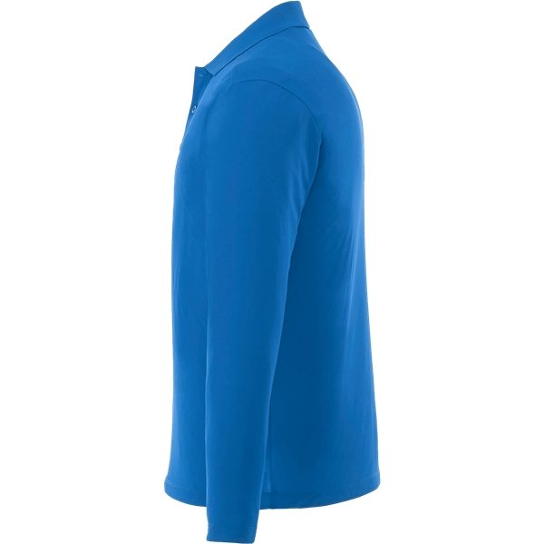 aerial view a olympic blue mens mori long sleeve performance polo, image 3 of 4