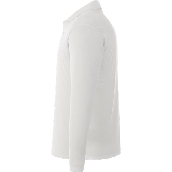 aerial view a white mens mori long sleeve performance polo, image 3 of 4