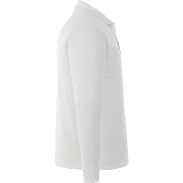 aerial view a white mens mori long sleeve performance polo, image 4 of 4