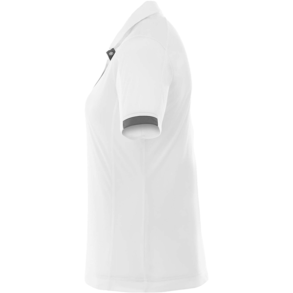 aerial view a white/steel grey (125) womens kiso short sleeve performance polo, image 4 of 5