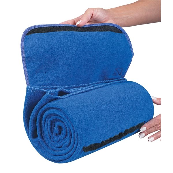 aerial view a royal blue large roll - up hook and loop closure blanket, image 6 of 6
