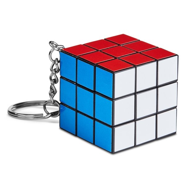 aerial view a multicolor micro rubiks(r) cube keychain, image 3 of 7