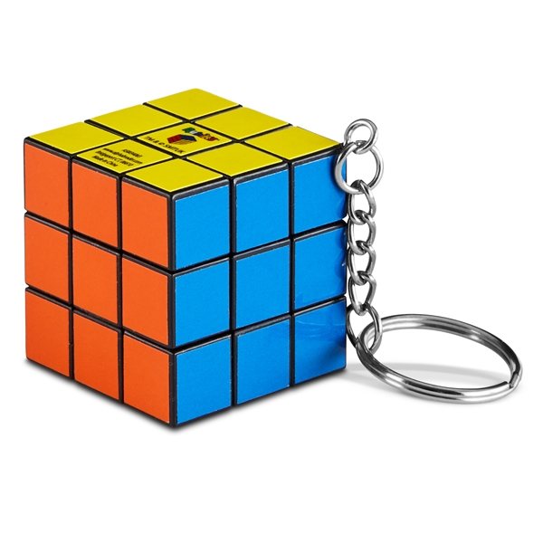 aerial view a multicolor micro rubiks(r) cube keychain, image 6 of 7