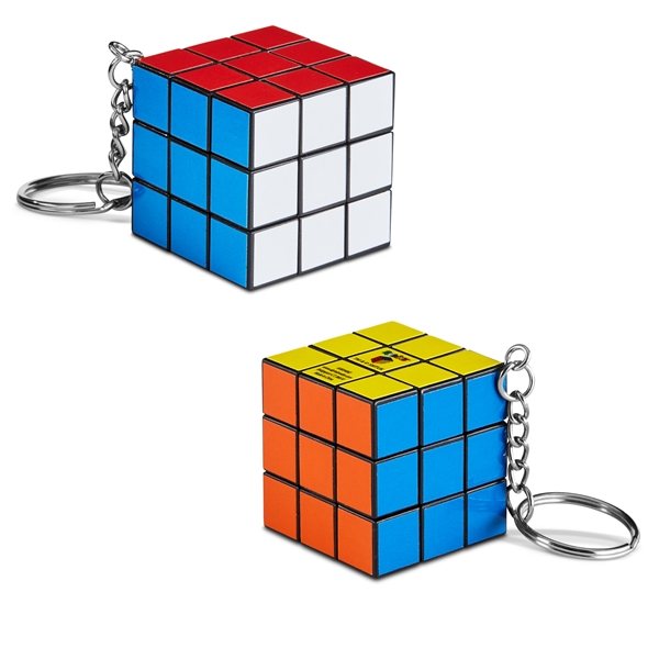 aerial view a multicolor micro rubiks(r) cube keychain, image 7 of 7