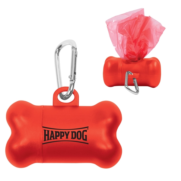 aerial view a red promotional doggie pet waste disposal bag dispenser holder, image 2 of 2