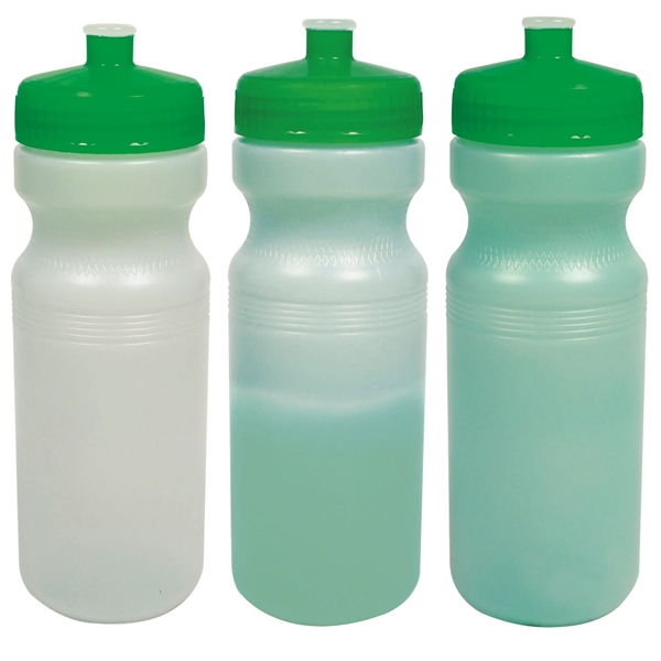 aerial view a green 24 oz color changing water bottle, image 2 of 2