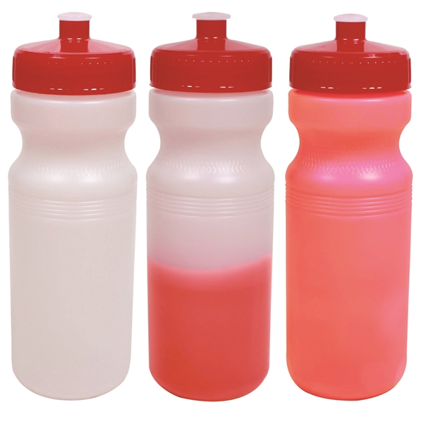 aerial view a red 24 oz color changing water bottle, image 2 of 2