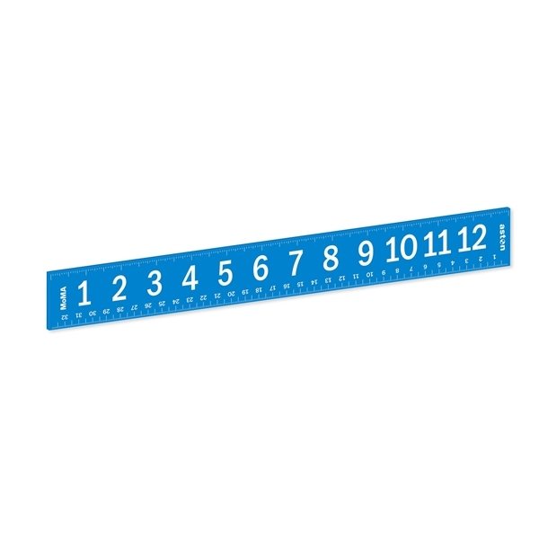 MoMA Sturdy Blue Acrylic Ruler Measures Inches Centimeters