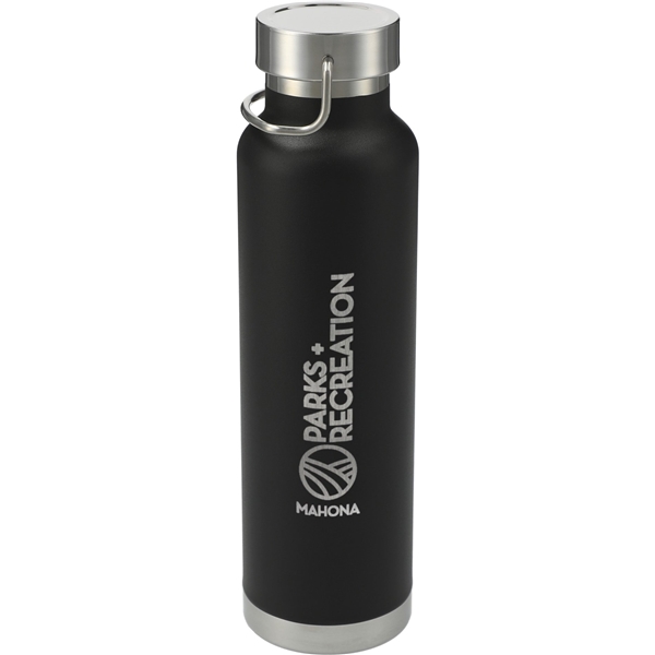 aerial view a black thor copper vacuum insulated 22oz water bottle, image 4 of 6