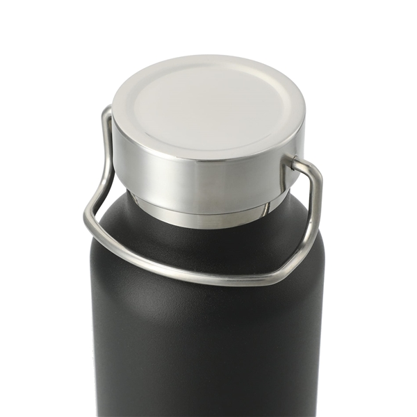 aerial view a black thor copper vacuum insulated 22oz water bottle, image 5 of 6