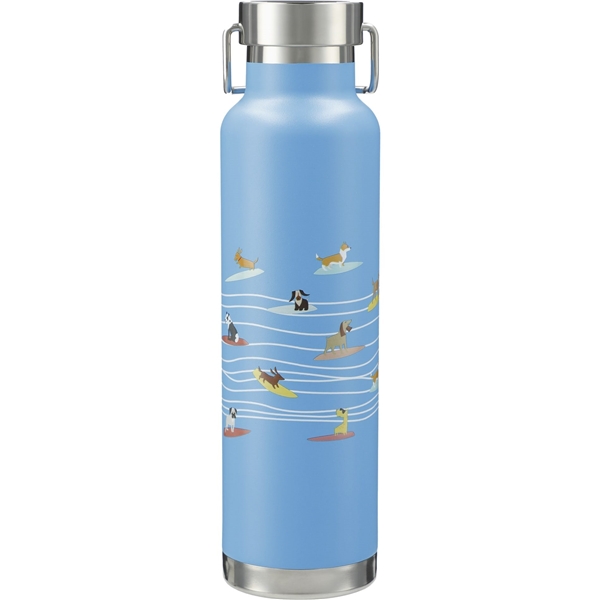 aerial view a process blue thor copper vacuum insulated 22oz water bottle, image 5 of 7
