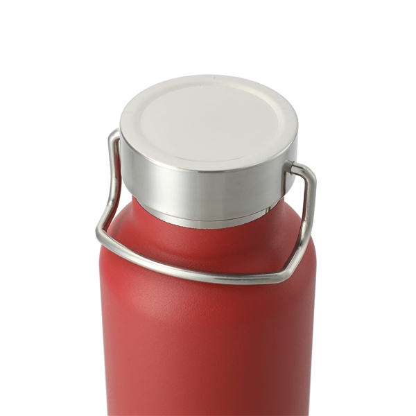 aerial view a red thor copper vacuum insulated 22oz water bottle, image 5 of 6