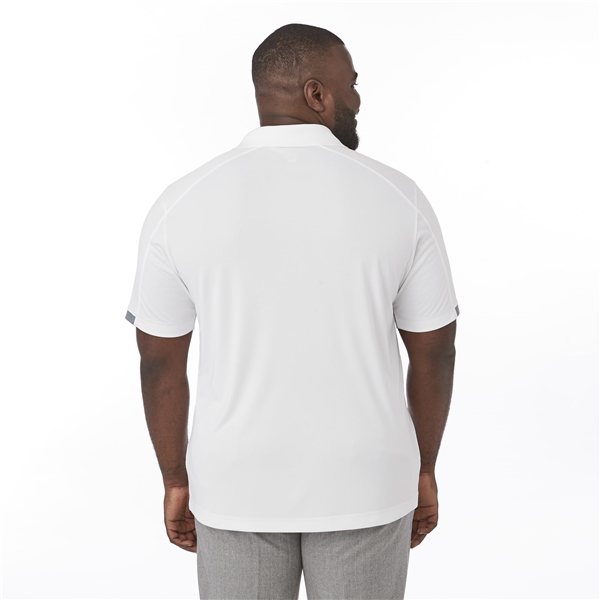 aerial view a white/steel grey (125) mens kiso short sleeve performance polo, image 7 of 8