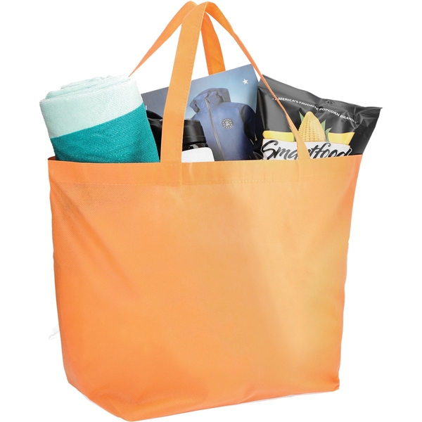 aerial view a orange the yaya non - woven bottom gusset shoppers budget tote bag - 13 x 19.5, image 4 of 5
